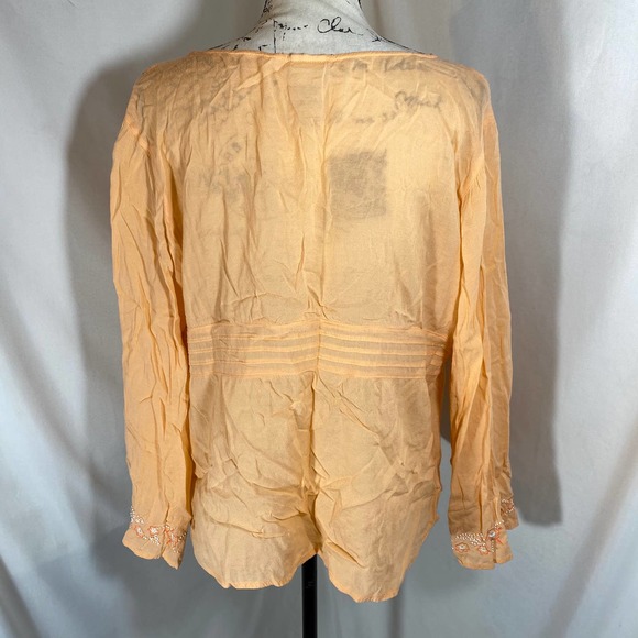 Faded Glory Plus Scooped Neck Embellished KeyHole Front Long Sleeve Blouse16W - Picture 3 of 10
